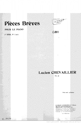 Chevaillier - Pièces brèves, 1ère série, Op. 39 - Score