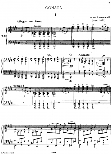 Tchaikovsky - Piano Sonata - Score