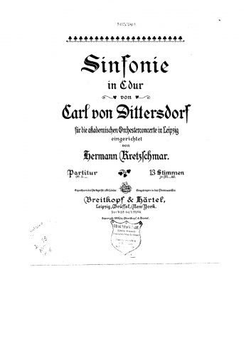 Dittersdorf - Symphony in C major, Kr.93 - Score