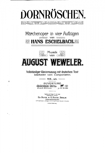 Weweler - Die Dornröschen - Ouverture - Score
