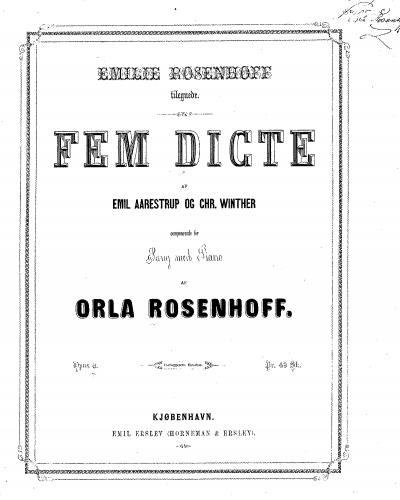 Rosenhoff - Fem Digte af Emil Aarestrup og Chr. Winther - Score