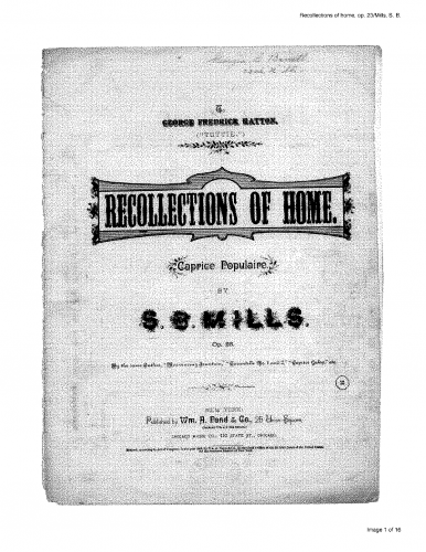 Mills - Recollections of Home - Score