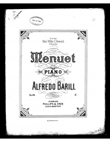 Barili - Menuet, Op. 20 - Score
