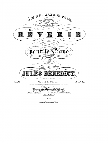Benedict - Rêverie, Op. 39 - Score