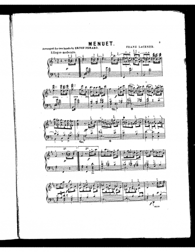 Lachner - Suite No. 2 - 3. Menuet For Piano Solo (Perabo) - Score