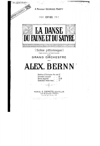 Bernn - La danse du Faune et du Satyre, Op. 60 - Full Score - Score