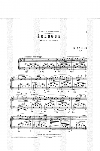 Collin - Eglogue, rêverie pastorale - Score