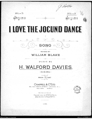 Davies - 6 Songs, Op. 18 - Voice Type 'No. 2 in F' (on Score)
