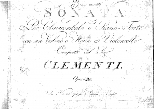 Clementi - 3 Sonatas for Piano, Flute, and Cello, Op. 31