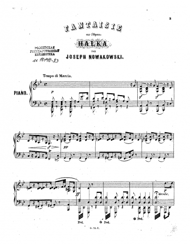 Nowakowski - Fantaisie sur l'opéra 'Halka' de St. Moniuszko - Piano Score - Score