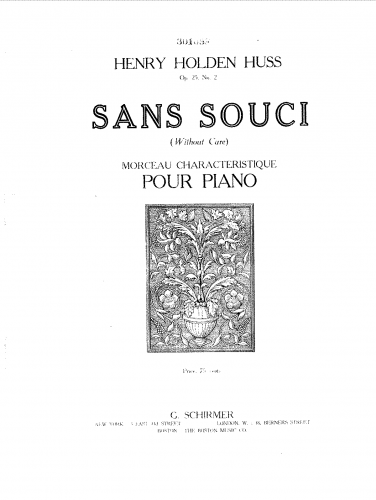Huss - Sans Souci, Op. 25/2 - Score