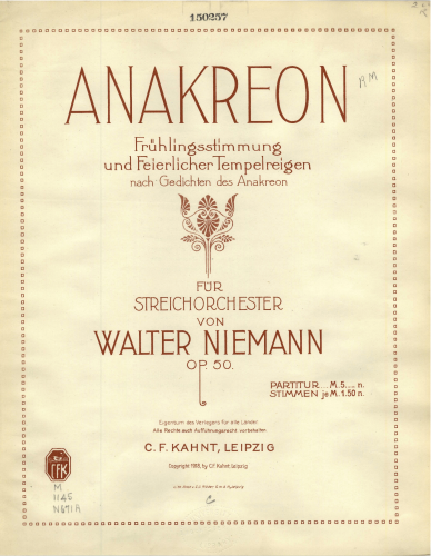 Niemann - Anakreon - Score