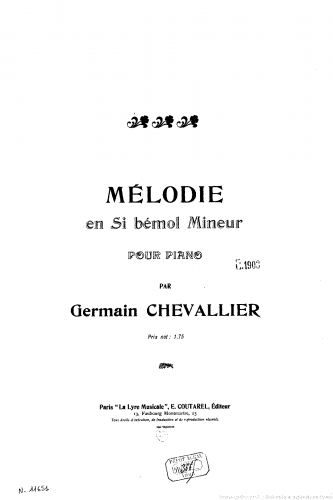 Chevallier - Mélodie en Si bémol mineur - Score