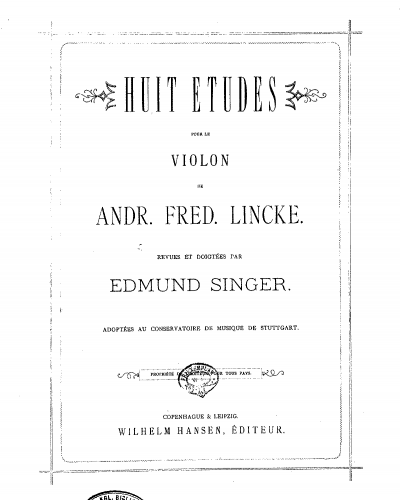 Lincke - 8 Etudes for Violin - Score