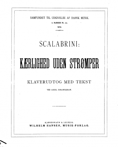 Scalabrini - Koerlighed uden strømper - Vocal Score - Score