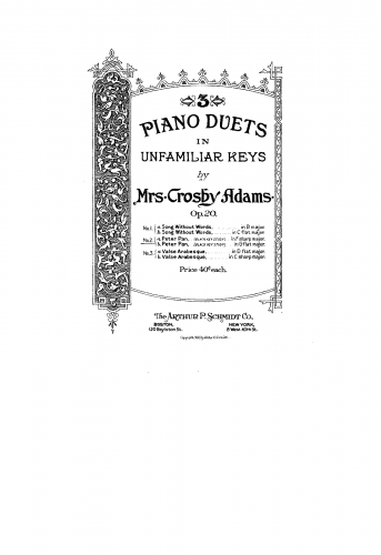Adams - 3 Piano Duets in Unfamiliar Keys, Op. 20 - Score