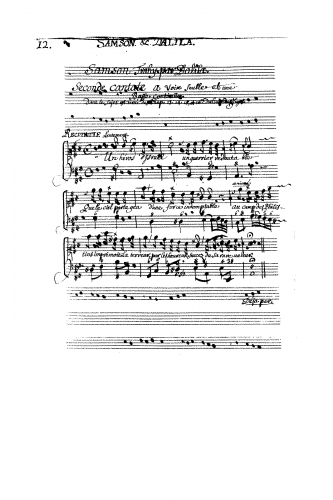 Brossard - Samson trahi par Dalila, Cantate spirituelle - Score