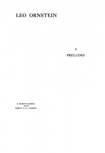 Ornstein - Three Preludes - Piano Score - Score