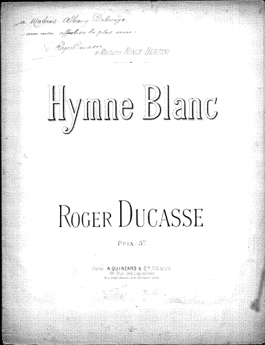 Roger-Ducasse - Hymne blanc - Score