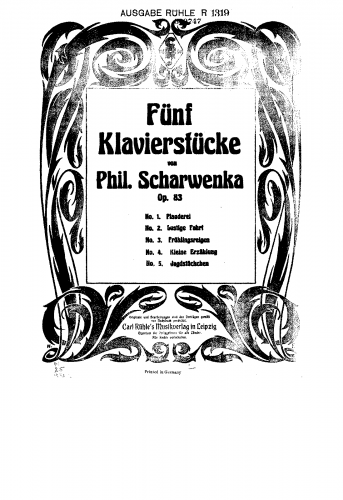 Scharwenka - 5 Klavierstücke, Op. 83 - Score