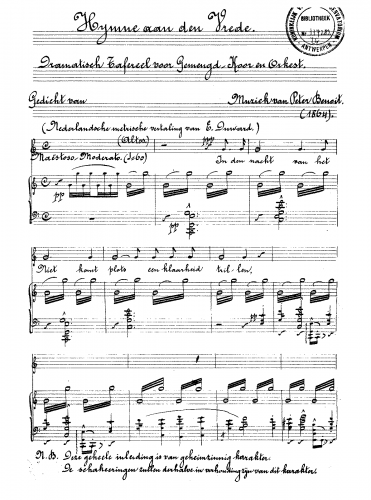 Benoît - Hymne aan den vrede - Vocal Score - Score