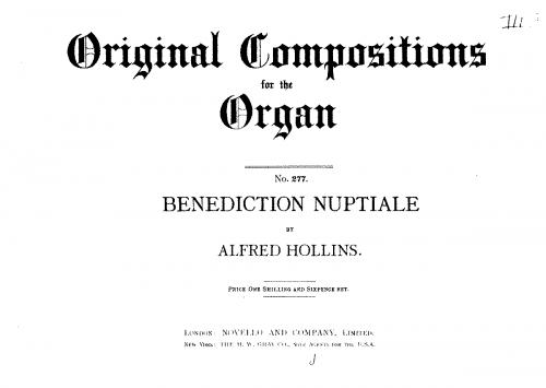 Hollins - Bénédiction nuptiale - Organ Scores - Score