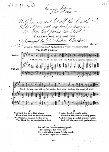 Clarke-Whitfeld - Psalms 100, 102 and 104 - Score