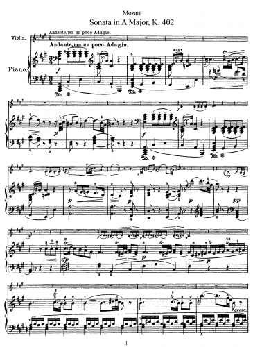 Mozart - Violin Sonata - Scores and Parts - Piano score and Violin part