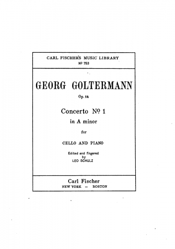 Goltermann - Cello Concerto No. 1 Op. 14 - For Cello and Piano - Cello Part