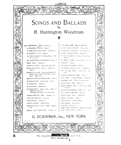 Woodman - A Birthday - Score