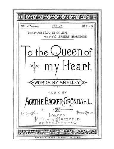 Backer-Grøndahl - 3 Songs, Op. 1 - No. 3: To the Queen of my Heart (Medium version: E Major)