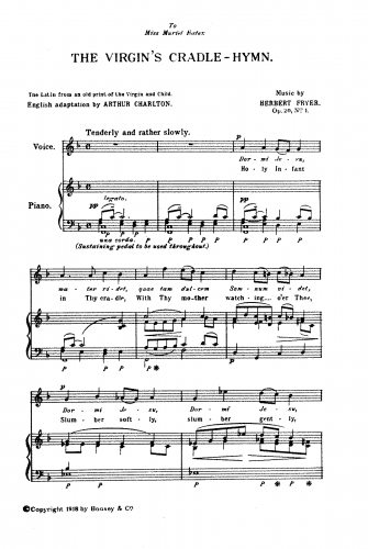 Fryer - The Virgin's Cradle-Hymn - Score