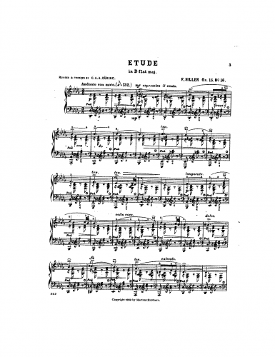 Hiller - Etudes - Piano Score Selections - No. 16 in D♭ major