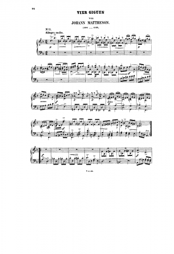 Mattheson - Vier Giguen - Score