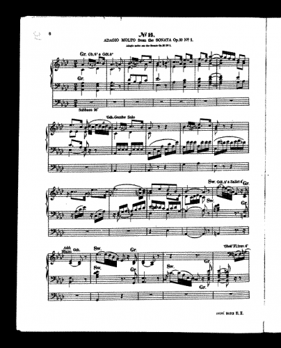 Beethoven - Piano Sonata No. 5 - Adagio molto For Organ Solo (André) - Score