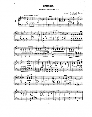 Haeser - Requiem, Op. 34 - Graduale For Piano solo (Pauer) - Score