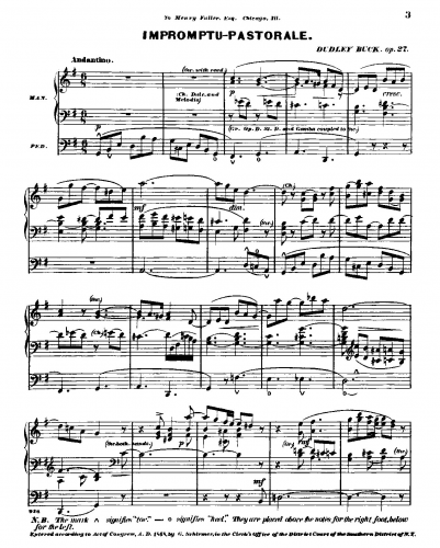 Buck - Impromptu Pastorale, Op. 27 - Score