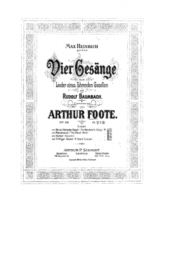 Foote - 4 Gesänge, Op. 39 - Score