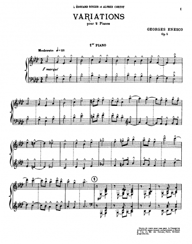 Enescu - Variations, Op. 5 - Score
