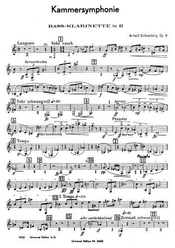Schoenberg - Kammersymphonie - Bass Clarinet (corrected part)