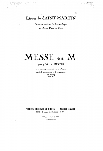 Saint-Martin - Messe en Mi - Score