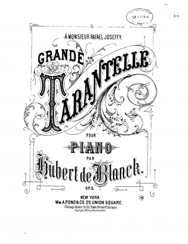 Blanck - Grande tarantelle, Op. 5 - Score