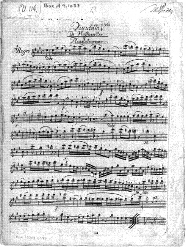 Hoffmeister - Flute Quartets - Quartet V in A major