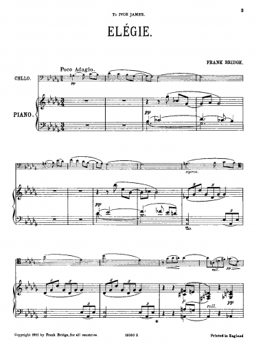 Bridge - Elegie - Piano score and Cello part