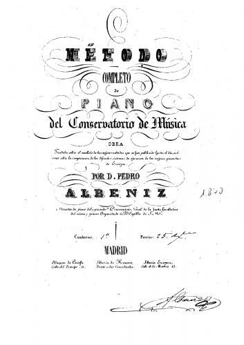 Albéniz - Método completo de piano del Conservatorio du mùsica - Book No. 1