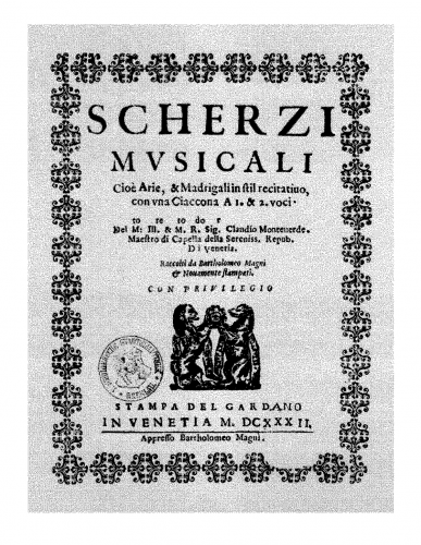 Monteverdi - Scherzi musicali - Score