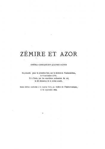 Grétry - Zémire et Azor - Libretti French - Complete Text
