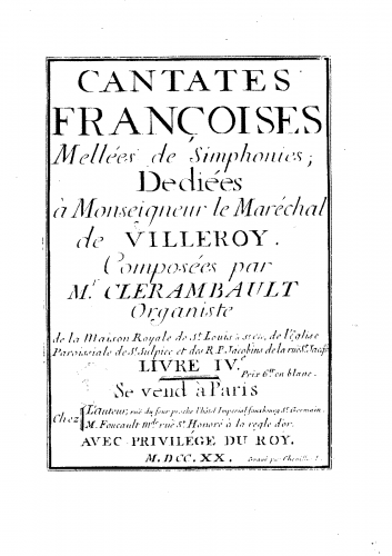 Clérambault - Cantates françoises, Book 4 - Score