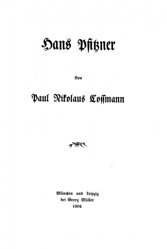 Cossmann - Hans Pfitzner - Complete Book