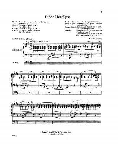 Franck - 3 Pièces pour Grand Orgue - Organ Scores - 3. Pièce héroïque